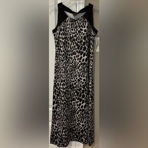 Multiples Petite Small Black Animal Print Dress NWT
